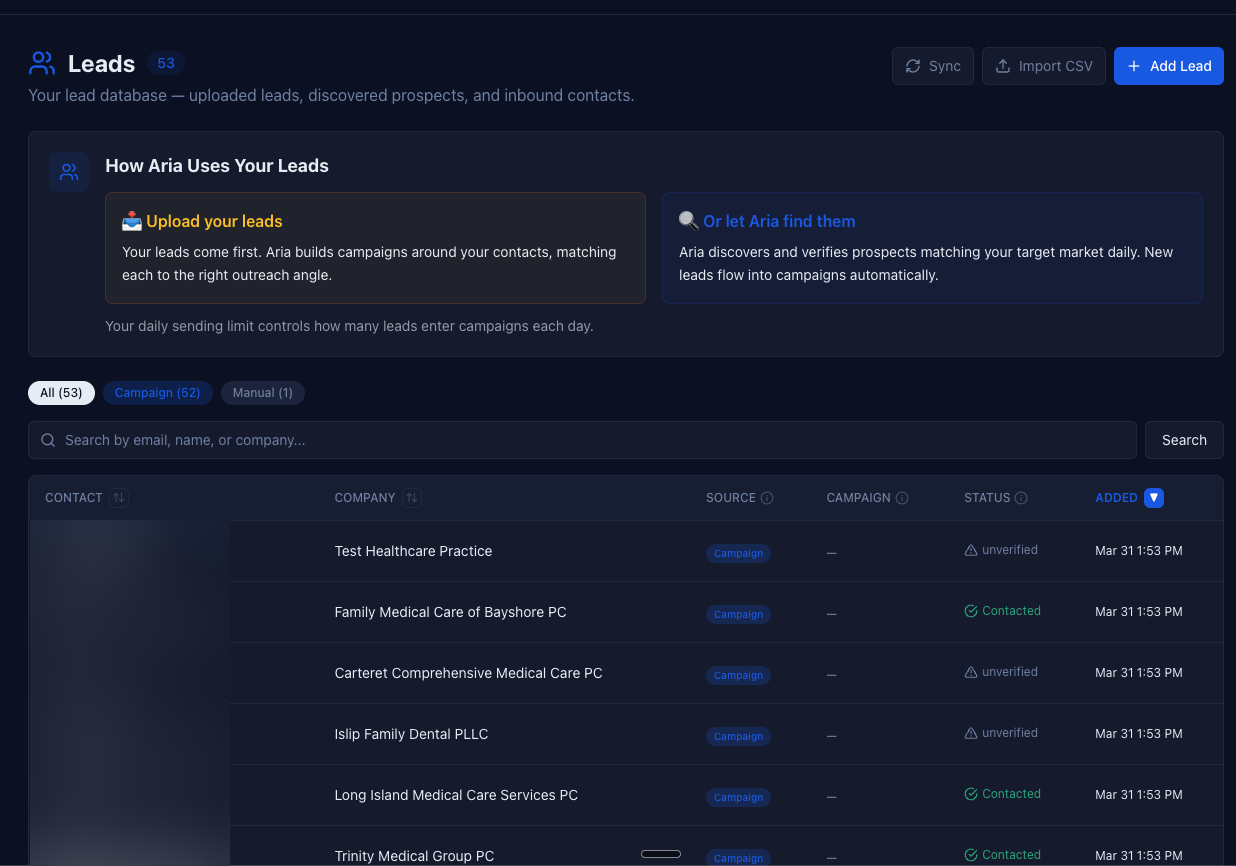 theKrew Leads screen